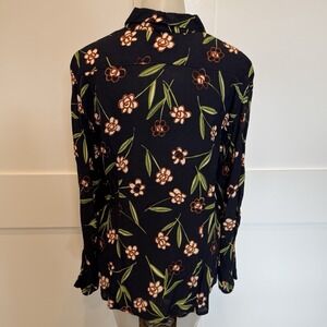 Oilily Vtg Floral Button Front Blouse Viscose Portugal Boho Cottage Core Artsy